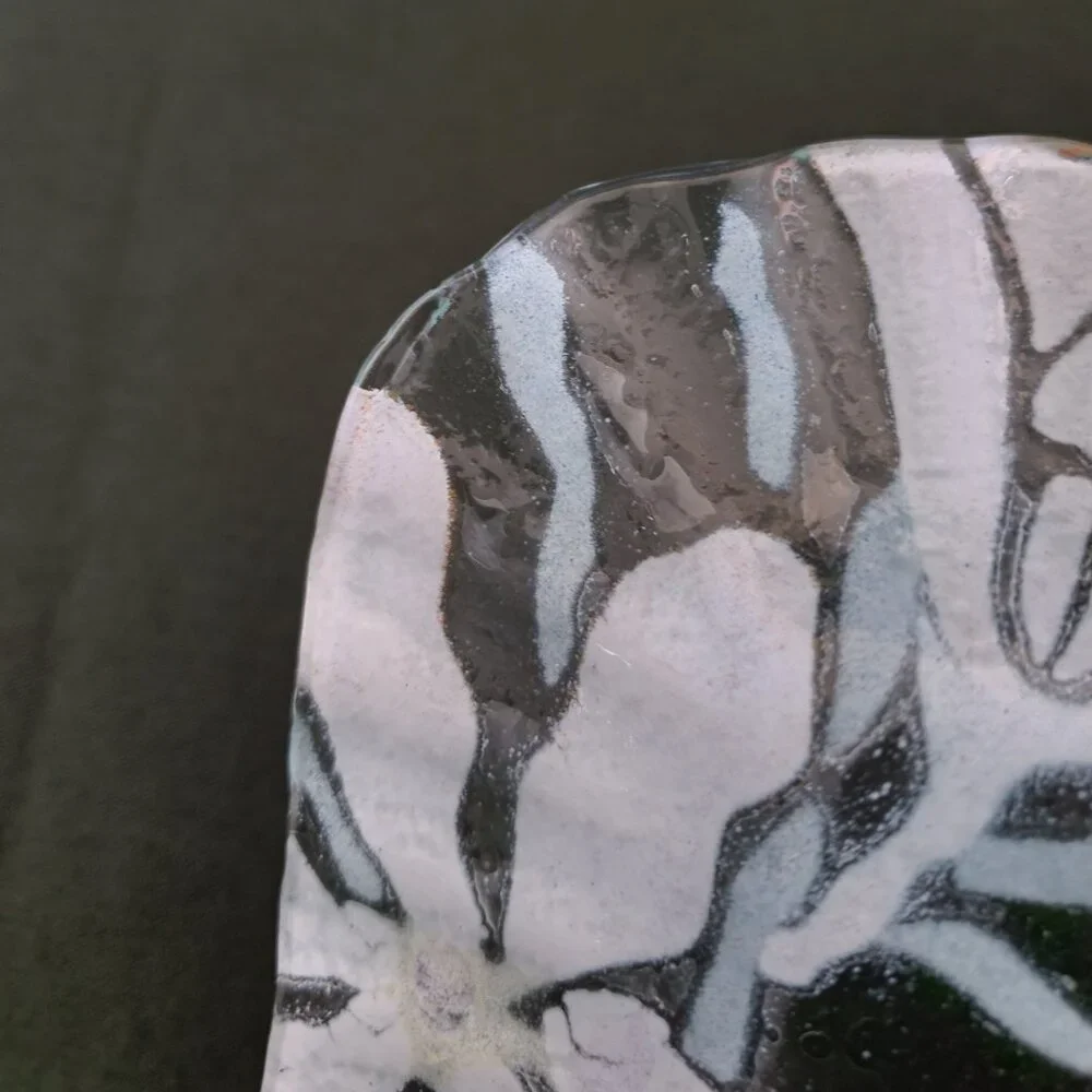 Fused Glass Trinket Dish Floral Art Glass Soap Dish